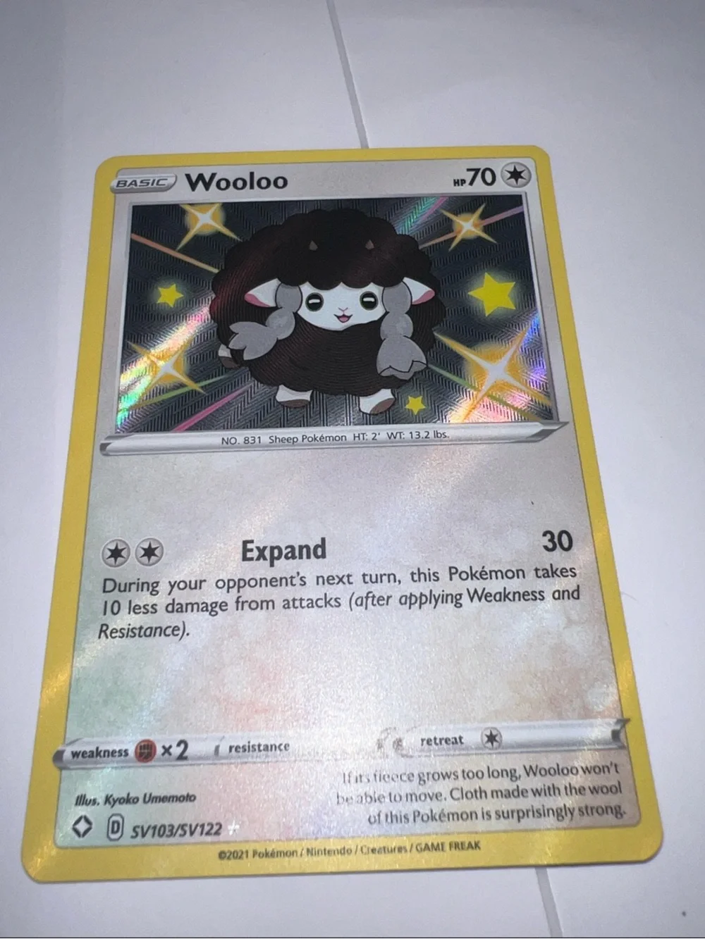 Pokemon Wooloo Trading Card - Yellow Border Holo